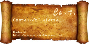 Csarankó Aletta névjegykártya